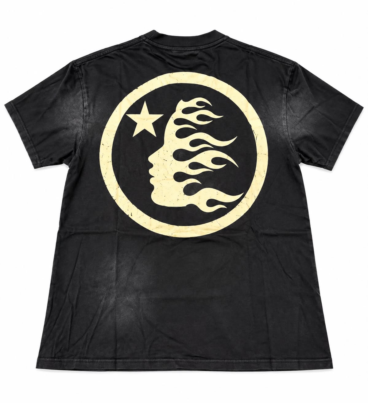Camiseta Hellstar Flame Face Star Cream ⭐
