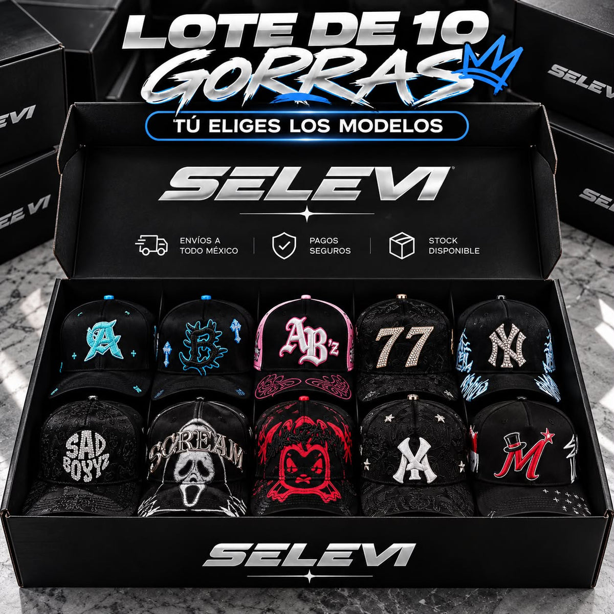 CAJA — 10 GORRAS